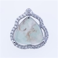 Trillion Aquaprase & White Zircon Pendant