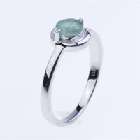 Sz 6.5 5Mm Round Emerald Sterling Silver Ring