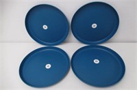 (4) Pillowfort 7.3" Plastic Kids Plate, Dark Blue