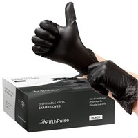 50-Pk Black Vinyl Disposable Gloves, Small - Latex