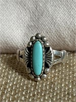 Sterling Silver & Turquoise Southwest Ring Size 6
