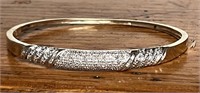 Sterling Silver & Diamond Hinged Bangle Bracelet