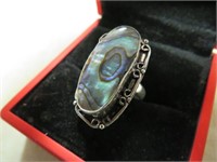 NEW ABALONE SIZE 8 RING STAMPED 925