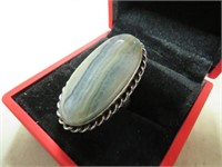 NEW BANDED IMPERIAL OPAL SIZE 7 RING STAMPED 925