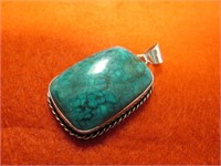 STAMPED 925 NEW 1.5" TURQUOISE PENDANT