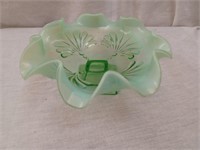 Opalescent Green Footed Bowl 8 1/2" dia