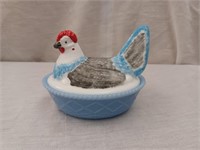 Westmoreland Hand Painted Hen on Nest 5 1/2"