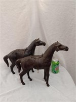Pair of Vintage Leather Horses 13" tall