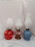 Red, Pink, Blue Oil Lamps