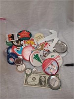 Bag Of Misc Pins, Badges, Buttons