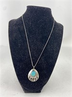 Vintage Sterling Silver & Turquoise Claw Necklace