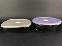 Pair of Glass PYREX Containers w Lids