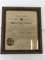 Antique Dental Examiners License to Practice
