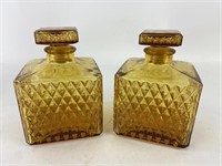 Vintage Amber Glass Decanters