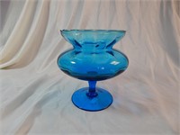 MCM Empoli Art Glass Blue Compote Italy
