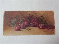 Antique Victorian Oil Painting 1895 Roses Small