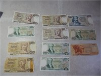 Vintage Greek Drachma Bank Notes 5000 etc