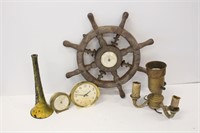 Old Alarm Clocks Horn Barometer Light Parts