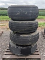 (4) 14L-16.1 Implement Tires on 6-Hole Rims