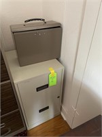 2 drawer metal file cabinet and metal lock box