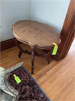antique carved oval walnut parlor table