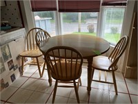 modern round wood kitchen table with 4 bentwood