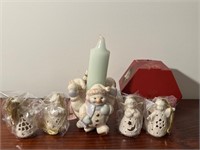 4 lenox ornaments and lenox candle holder
