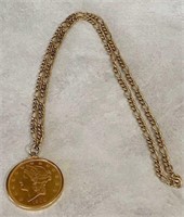 1904 TWENTY DOLLAR GOLD PIECE NECKLACE