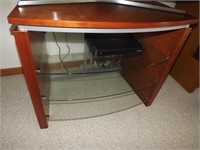 TELEVISION STAND WITH GLASS SHELVES