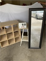 Shelf, mirror and painted table