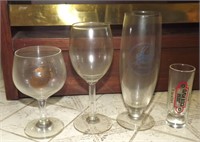 SEABEES DRINK GLASS, SHOT GLASSES,TWO WINE