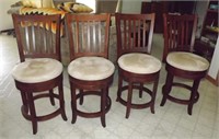 FOUR SWIVEL BARSTOOLS WITH CUSHIONS