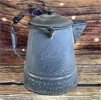 Vintage 9" Graniteware Enamled Porc. coffee Pot