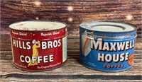 2 Vintage One Pound Coffee Cans