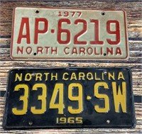 2 Vintage North Carolina License Plates