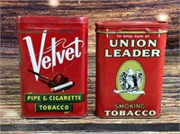 Vintage Velvet & Union Leader Pocket Tobacco Tins