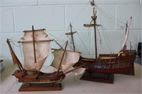 2 Model Sailing Ships, Wood/Plastic