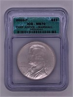 2005P Chief Justice John Marshall silver $1 MS70 I