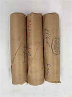 3 rolls of Canadian cents, 1941, 1947VF, 1965UNC