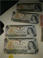 4 1973 Canadian Dollar Bills