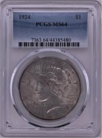 1924 Peace silver dollar MS64 PCGS