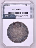 1921 S Morgan silver dollar MS65 by PCI