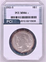 1925 S Peace silver dollar MS64+ by PCI