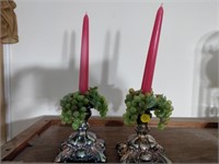 2 Candles with Silver Holders