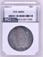 1886 O Morgan silver dollar MS61 by PCI