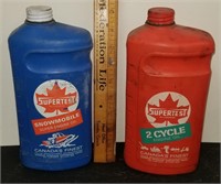 2 Plastic Supertest Oil Bottles