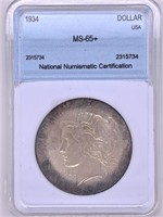 1934 Silver Peace Dollar MS65+ by NNC