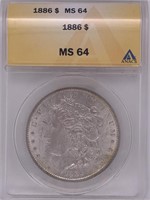 1886 Morgan silver dollar MS64 by ANACS