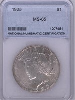 1925 Peace silver dollar MS65 by NNC