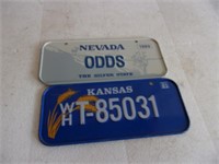 Vintage Bicycle License Plates- Nevada & Kansas